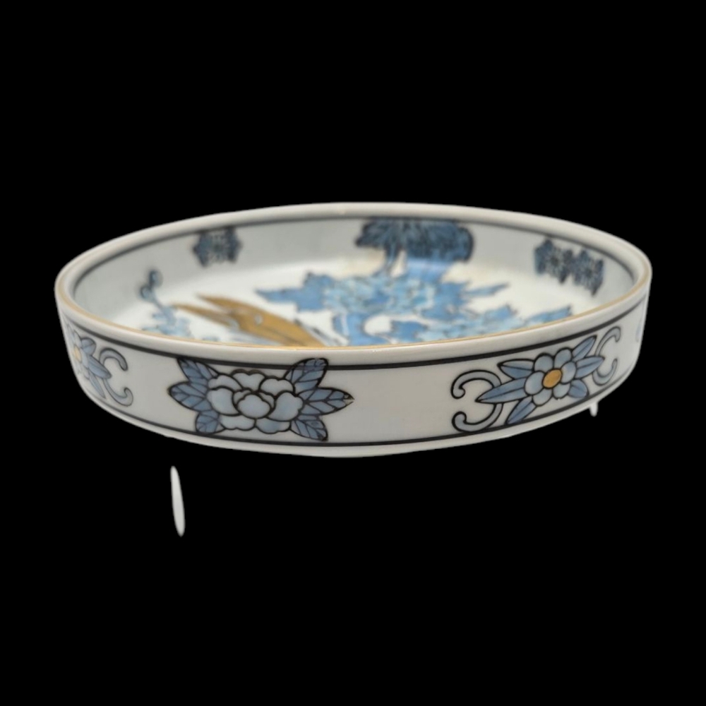 MCM Vintage Gold Imari Porcelain Trinket Dish Ashtray Hand Painted Peacock - Picture 2 of 11